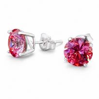 Sidabriniai auskarai moterims DiamondSky „Juno (Fancy Pink)“ su Swarovski kristalais