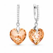 Sidabriniai auskarai „Romantic Heart III R (Colorado Topaz)“ su Swarovski® kristalais