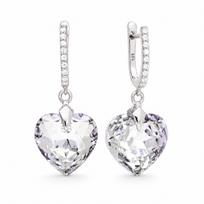 Sidabriniai auskarai moterims DiamondSky „Romantic Heart III R“ su Swarovski kristalais