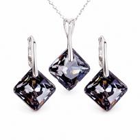 Sidabrinis papuošalų rinkinys moterims „Shimmer (Silver Night)“ su Swarovski® kristalais