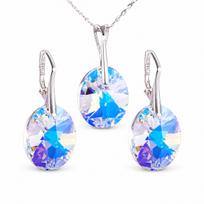 Sidabrinis papuošalų rinkinys moterims „Reflection (Aurora Borealis)“ su Swarovski® kristalais
