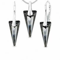 Sidabrinis papuošalų rinkinys moterims „Spike (Silver Night)“ su Swarovski® kristalais