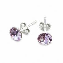 Sidabriniai auskarai moterims DiamondSky „Classic II (Violet)“ su Swarovski kristalais