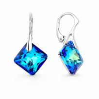 Sidabriniai auskarai „Shimmer (Bermuda Blue)“ su Swarovski® kristalais