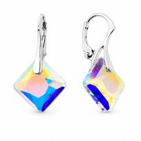 Sidabriniai auskarai „Shimmer (Aurora Borealis)“ su Swarovski® kristalais