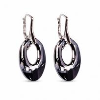 Sidabriniai auskarai moterims DiamondSky „Helios (Silver Night)“ su Swarovski kristalais