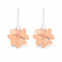 Sidabriniai auskarai moterims DiamondSky „Clover (Golden Shadow)„ su Swarovski kristalais