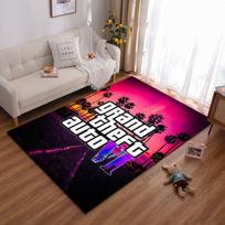 Grand Theft Auto VI logotipas su saulėlydžio scena Neslystantis kilimėlis tinka svetainės ir miegamojo sofoms sofoms 40x60cm( 15x23in ) pink