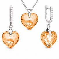 Sidabrinis papuošalų rinkinys moterims „Romantic Heart III R (Light Colorado Topaz)“ su Swarovski® kristalais