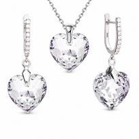 Sidabrinis papuošalų rinkinys moterims DiamondSky „Romantic Heart III R“ su Swarovski kristalais