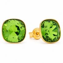 Sidabriniai auskarai „Glare (Fern Green)“ su Swarovski® kristalais