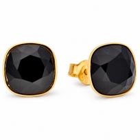 Sidabriniai auskarai „Glare (Jet)“ su Swarovski® kristalais