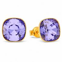 Sidabriniai auskarai moterims DiamondSky „Glare (Tanzanite)“ su Swarovski kristalais
