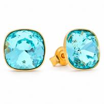 Sidabriniai auskarai moterims DiamondSky „Glare (Light Turquoise)“ su Swarovski kristalais