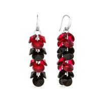 Sidabriniai auskarai moterims DiamondSky „Flamenco (Scarlet / Jet)“ su Swarovski kristalais