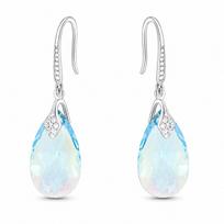 Sidabriniai auskarai moterims DiamondSky „Baroque III (Aquamarine Shimmer)“ su Swarovski kristalais