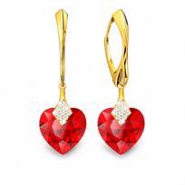 Sidabriniai auskarai moterims DiamondSky „Cute Valentine (Light Siam)“ su Swarovski kristalais