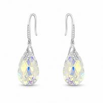 Sidabriniai auskarai moterims DiamondSky „Baroque III (Aurora Borealis)“ su Swarovski kristalais