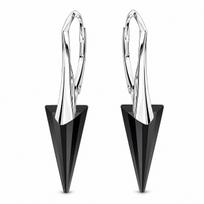 Sidabriniai auskarai „Spike II (Jet)“ su Swarovski® kristalais