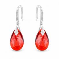 Sidabriniai auskarai „Baroque III (Red Magma)“ su Swarovski® kristalais
