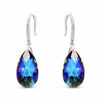 Sidabriniai auskarai moterims DiamondSky „Baroque III (Meridian Blue)“ su Swarovski kristalais