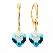 Sidabriniai auskarai „Cute Valentine (Emerald Shimmer)“ su Swarovski® kristalais