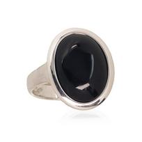 Sidabrinis žiedas su oniksu „Onyx Moon“