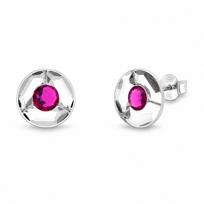 Sidabriniai auskarai „Astra (Fuchsia)“ su Swarovski® kristalais