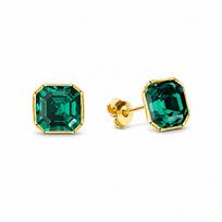 Sidabriniai auskarai „Imperial II (Emerald)“ su Swarovski® kristalais