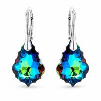 Sidabriniai auskarai „Baroque V (Meridian Blue)“ su Swarovski® kristalais