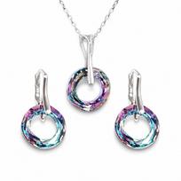 Sidabrinis papuošalų rinkinys moterims DiamondSky „Cosmic Ring (Vitrail Light)“ su Swarovski kristalais