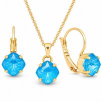 Papuošalų rinkinys moterims „Magical Square (Electric Blue Ignite)“ su Swarovski® kristalais