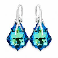 Sidabriniai auskarai „Baroque VI“ (Bermuda Blue) iš 925 prabos sidabro su Swarovski kristalais
