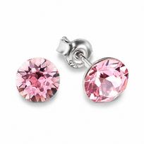 Sidabriniai auskarai moterims DiamondSky „Classic (Light Rose)“ su Swarovski kristalais