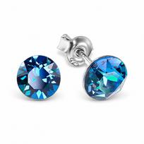 Sidabriniai auskarai moterims DiamondSky „Classic (Bermuda Blue)“ su Swarovski kristalais