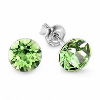 Sidabriniai auskarai moterims DiamondSky „Classic (Peridot)“ su Swarovski kristalais