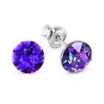 Sidabriniai auskarai moterims DiamondSky „Classic (Heliotrope)“ su Swarovski kristalais