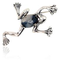 Sidabrinė sagė su agatu „Frog“
