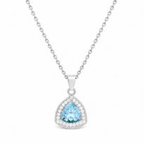 Sidabrinis kaklo papuošalas moterims DiamondSky „Elemental Magic (Aquamarine Diamond Touch Light)“ su Swarovski kristalais