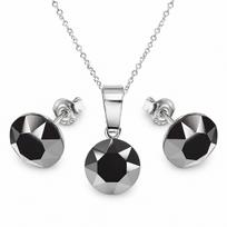 Sidabrinis papuošalų rinkinys moterims DiamondSky „Classic (Jet Hematite)“ su Swarovski kristalais