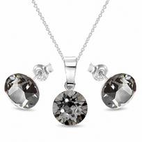 Sidabrinis papuošalų rinkinys moterims „Classic (Silver Night)“ su Swarovski® kristalais