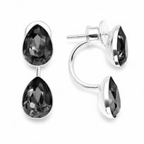 Sidabriniai auskarai „Dew Drop (Silver Night)“ su Swarovski® kristalais