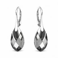Sidabriniai auskarai moterims DiamondSky „Baroque II (Black Diamond Light Chrome)„ su Swarovski kristalais