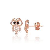 Vaikiški sidabriniai auskarai su cirkoniais „Owlet II“