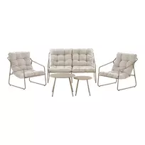Lauko baldų komplektas Nilo, 81/81 x 65/128 x 74/45/43,5 cm, Smėlio