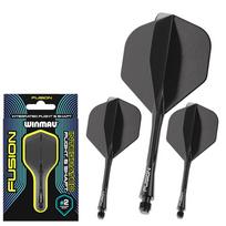 Smiginio strėlyčių koteliai su sparneliais Winmau Fusion #2, juodi, vidutinio ilgio (Medium)