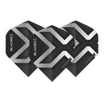 Smiginio strėlyčių sparneliai Winmau Blade X Prism Delta Metallic, juodi ir sidabriniai