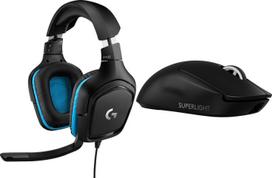 Žaidimų ausinių ir pelės rinkinys Logitech Lightspeed G432 + G PRO X SuperLight 2, juoda sp.