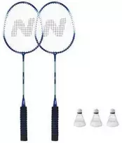 NRZ2052 ALIUMINIO / BADMINTONO RINKINYS 2 RAKETĖS + 3 RAKETĖS + DANGTELIS NILS