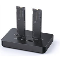 Jungčių stotelė Gembird DD2-U3M2 dviguba M.2 NVMe SATA SSD USB-C juoda